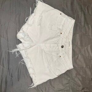 White pac-sun distressed jean shorts